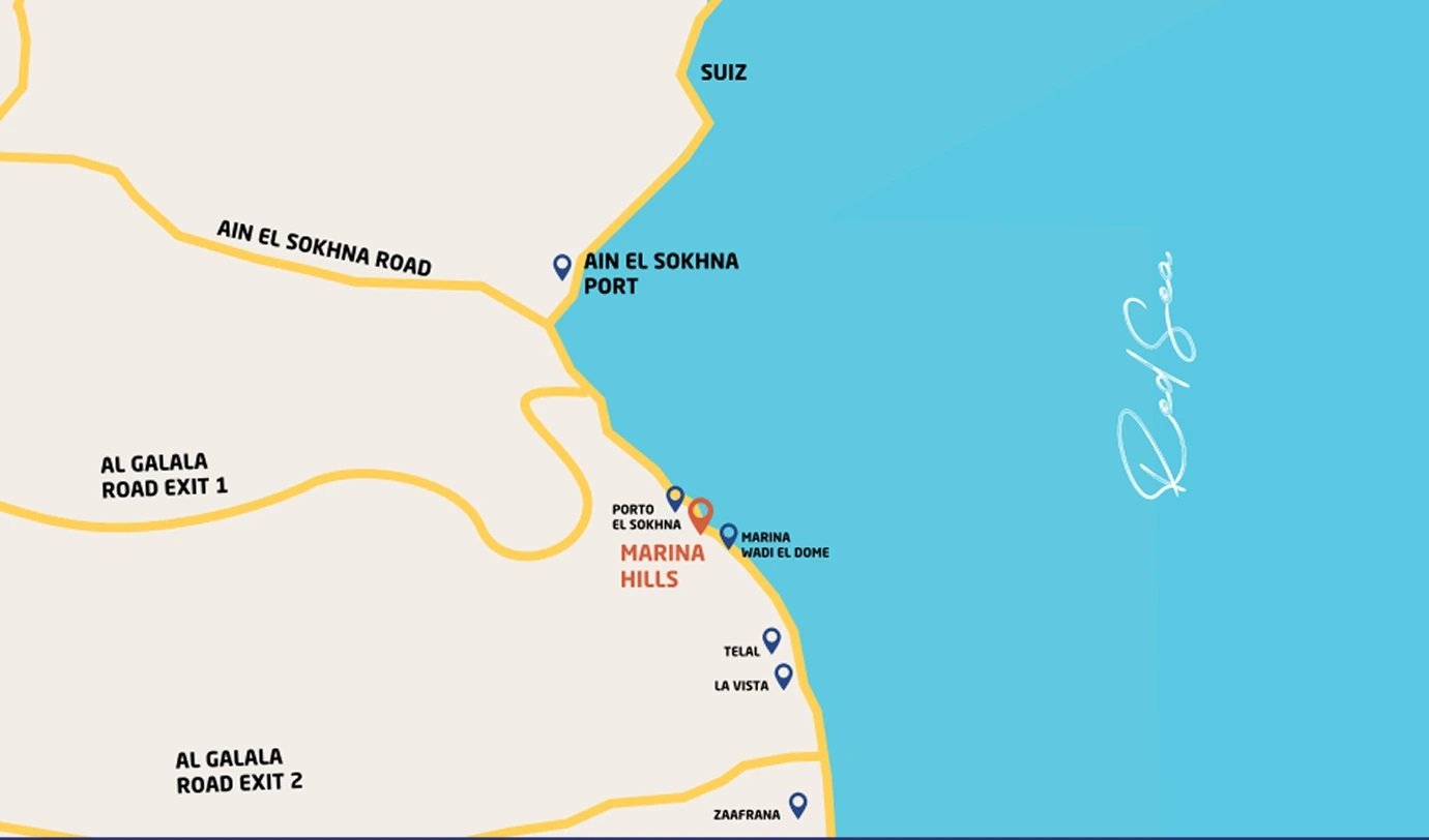 قرية مارينا هيلز العين السخنة 2025 – Marina Hills Ain Sokhna 1 موقع قرية مارينا هيلز العين السخنة