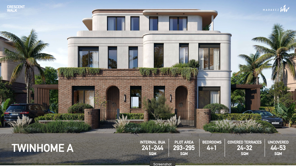 كمبوند كريسنت ووك التجمع السادس 2025 – Crescent Walk New Cairo