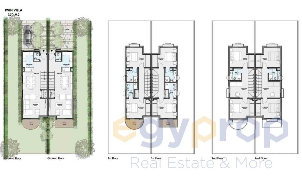 توين هاوس للبيع في كمبوند سينز المستقبل سيتي | تقسيط 10 سنوات 1 -Floor plans-compound-Scense-Tatweer-Misr